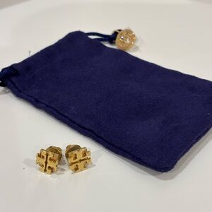 Tory Burch Gold Logo Stud Earrings